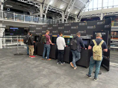 Arcade cabinets being played