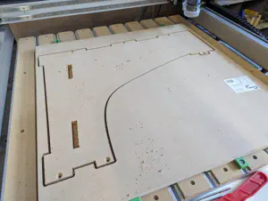 Cutting a side panel on the Shapeoko XXL